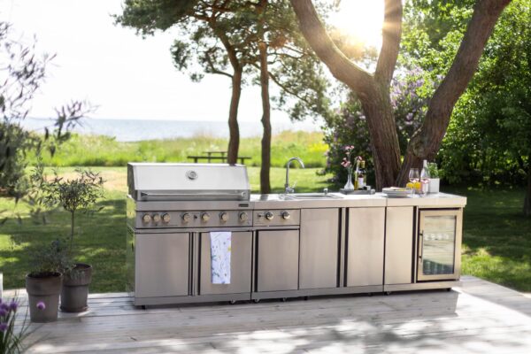 Utekök med kyl Rostfri Florida Myoutdoorkitchen Stainless Collection Gasgrill Sidobrännare Vask