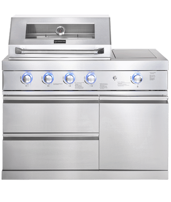 Pure - Fristående gasolgrill med 4 brännare och infraröd sidobrännare - Rostfri