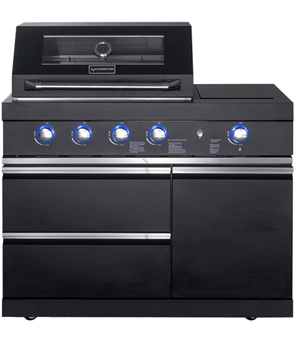 Pure - Fristående gasolgrill med 4 brännare och infraröd sidobrännare - Svart