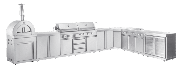 Utekök Rostfri Washington Myoutdoorkitchen Stainless Collection Gasgrill Kolgrill Pizzaugn Kyl Teppanyaki Sidobrännare