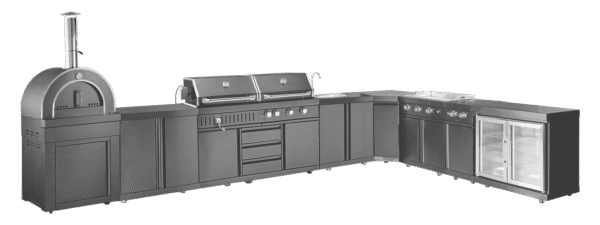 Utekök Svart Washington Myoutdoorkitchen Black Collection Gasgrill Kolgrill Pizzaugn Kyl Teppanyaki Sidobrännare