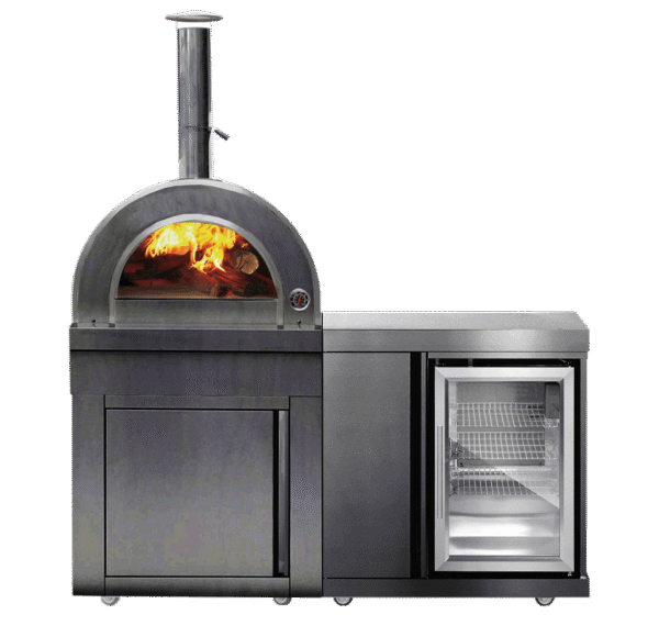 Utekök med vedeldad pizzaugn och kyl Baltimore Myoutdoorkitchen Black Collection