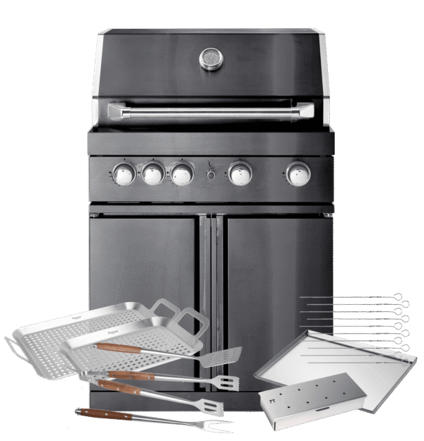 Black Collection - Fristående Gasolgrill med 4 brännare och infravärme - Inkl. tillbehörspaket