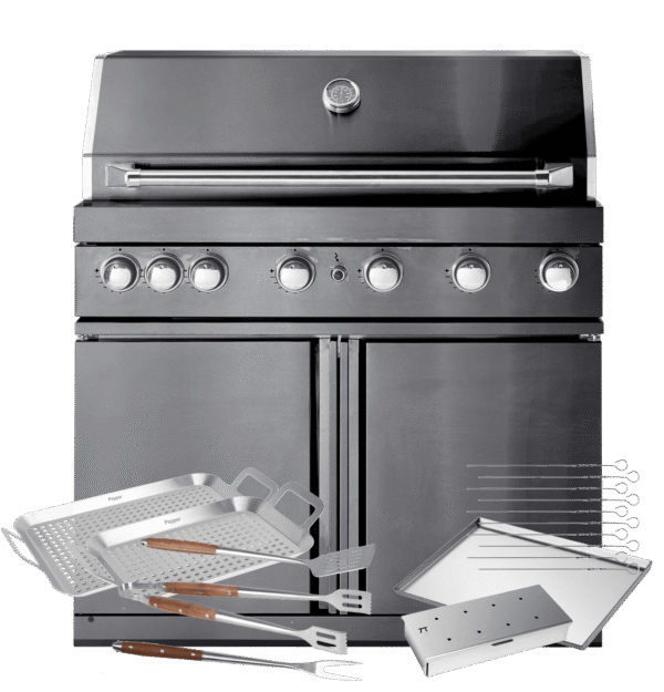 Black Collection - Fristående Gasolgrill med 6 brännare och infravärme - Inkl. tillbehörspaket