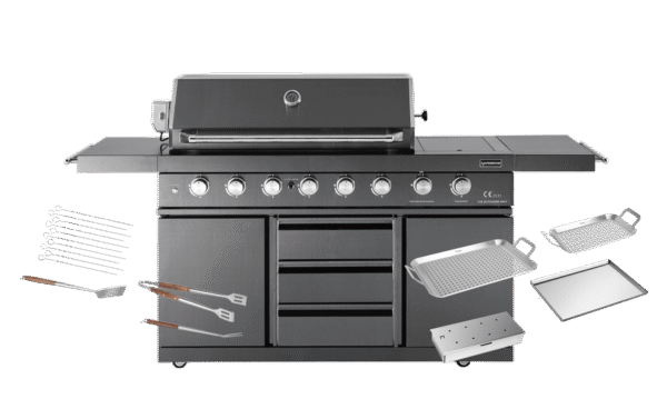 Black Collection - Fristående gasolgrill med 6 brännare och infraröd PowerSear Zone - Inkl. tillbehörspaket