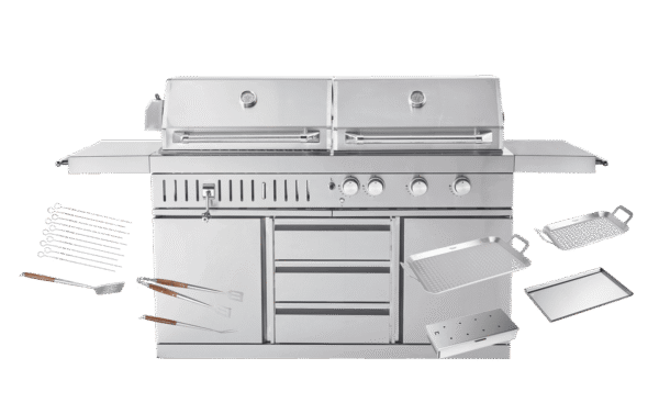 Stainless Collection - Fristående Gasol- och Kolgrill - Inkl. tillbehörspaket