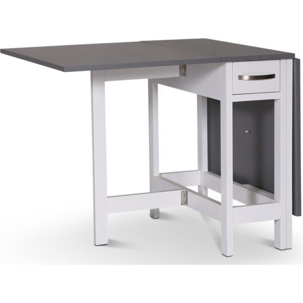 Fårö Slagbord  Vit/Grå | Hopfällbart matbord med lådor i akacia & MDF