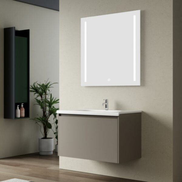 Badrumspaket 60 cm  Kommod & keramiskt tvättställ med LED-spegel | Mjukstängning | Modern design