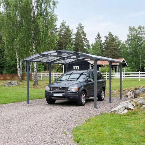 Arcadia carport 15,5 m²  Polykarbonat 6 mm | Vind 120 km/h | Snölast 150 kg/m² | Aluminium & stål