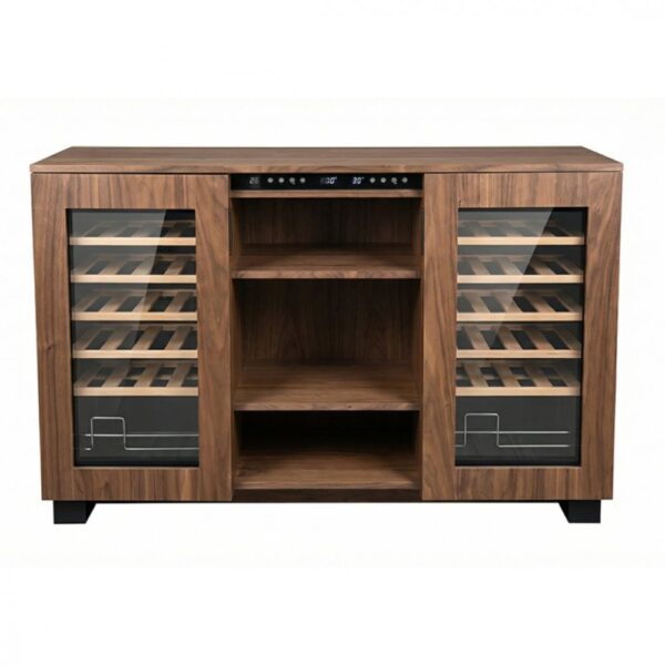 Vinskåp Twin | Dubbla vinkylar, 2 temperaturzoner |  24 flaskor | Mörkt trä