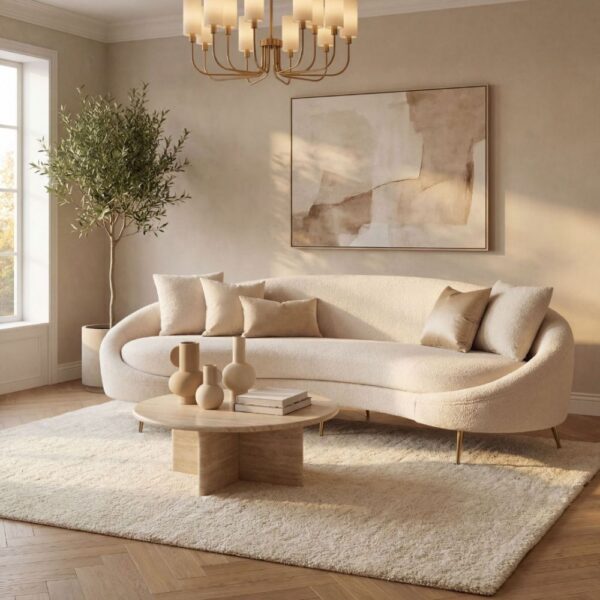 Eses 3-sits soffa  Beige Bouclé | Generös loungesoffa med exklusiv textur
