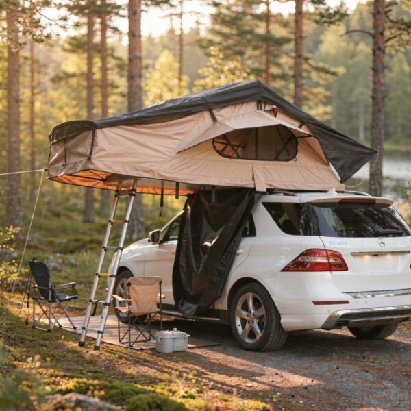 Taktält Softshell 240×160 cm | 10 000 mm vattentätt | Madrass & stege ingår | Trekkrunner